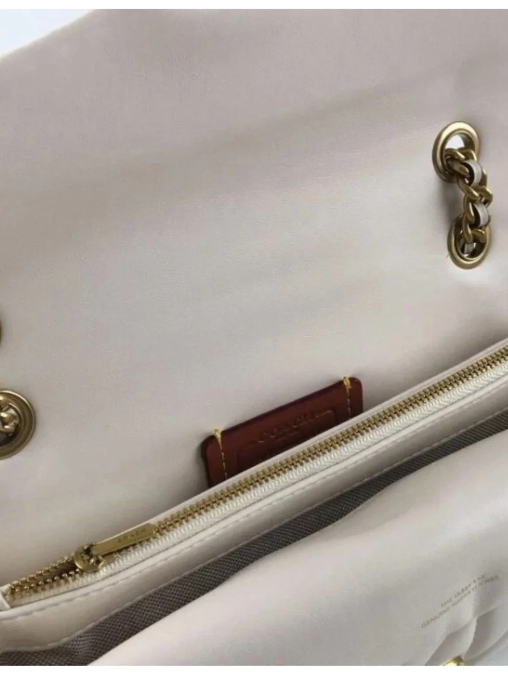 Coach Tabby 26 Quilted Shoulder Bag in Chalk with Brass Hardware